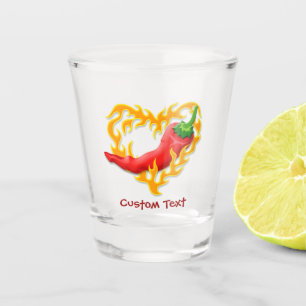 Chili Pepper mit Flammenherz Schnapsglas