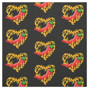 Chili Pepper mit Flammenherz Stoff