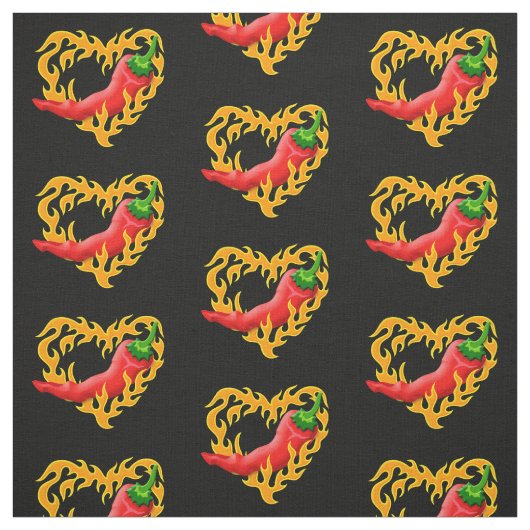 Chili Pepper mit Flammenherz Stoff (Muster)