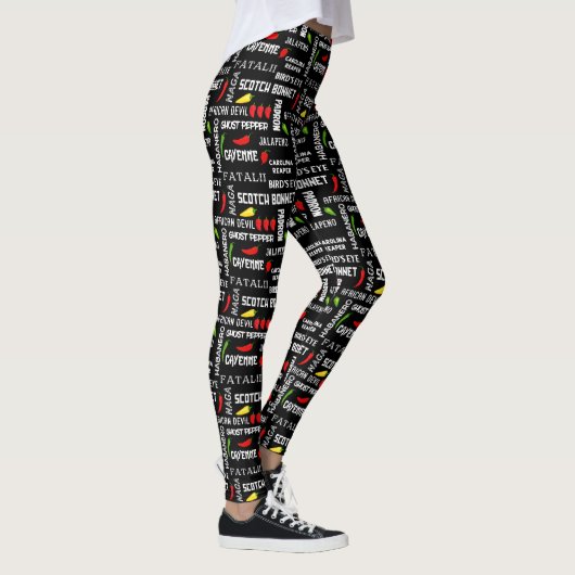 Chili Pepper Names Pattern Leggings (Rechts)