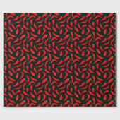Chili Pepper Pattern Red Black Geschenkpapier (Flach)