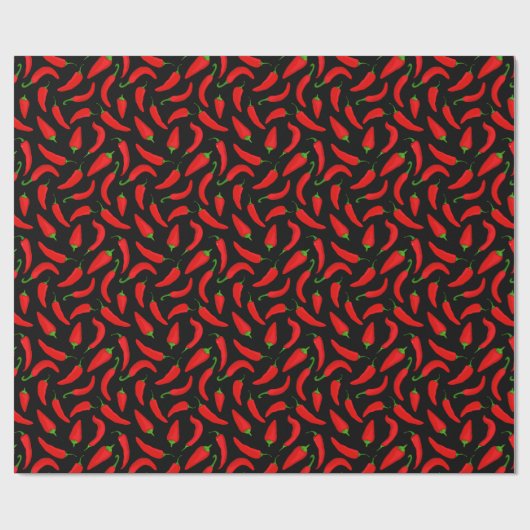 Chili Pepper Pattern Red Black Geschenkpapier (Flach)