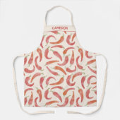 Chili Pepper Red Cream Watercolor Personalized Schürze (Vorderseite)