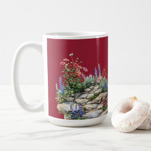 Chili Pepper Red Rock Garden Wildblumen Kaffeetasse (Mit Donut)