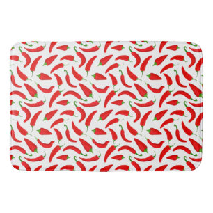 Chili Pepper Red und White Badematte