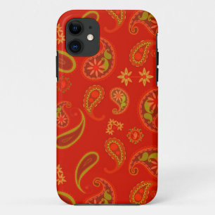 Chili Pepper Rot und Limettengrün Paisley-Muster iPhone 11 Hülle