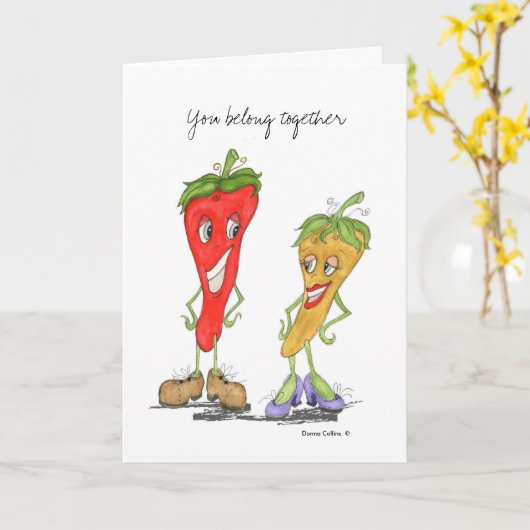Chili Pepper Verlobung Card Karte (Gelbe Blume)