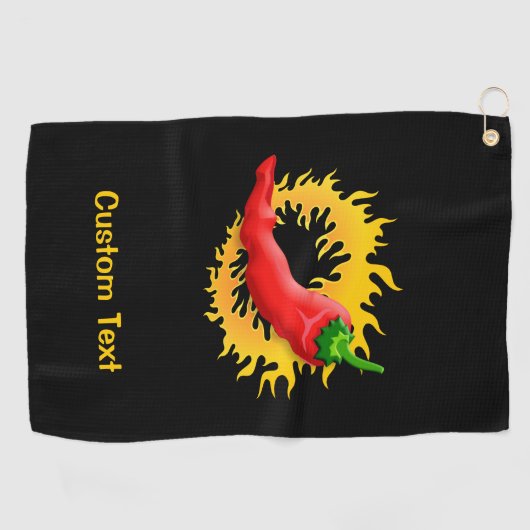 Chili Pepper with Flame Golfhandtuch (Horizontal)