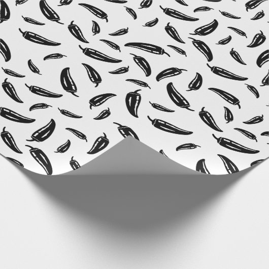 Chili Pepper Wrapping Paper Black and White Custom Geschenkpapier (Ecke)