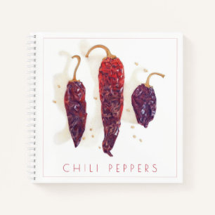 CHILI PEPPERS 8,5x8,5 Spiralblock + Text Notizblock
