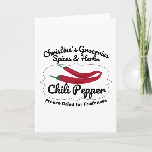 Chili-Pfeffer-Glas. Karte (Vorderseite)