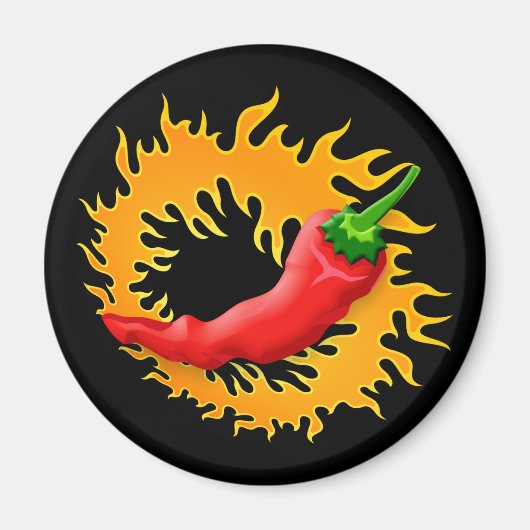 Chili-Pfeffer mit Flammenmagnet Magnet (Vorne)