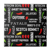 Chili Pfeffer nennt scharfe Lebensmittel Fliese (Vorderseite)