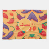Chili Pfeffer Pastel Farbiges Personalisiertes Mus Geschirrtuch (Horizontal)