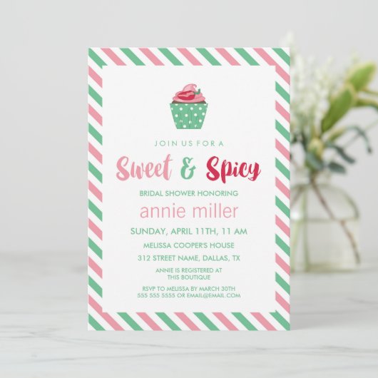 Chili Pfeffer| Süßes und scharfes Brautparty Einladung (Stehend Vorderseite)