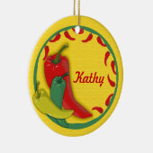 Chili-Pfefferkreisrahmen Keramik Ornament (Rechts)