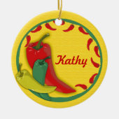 Chili-Pfefferkreisrahmen Keramik Ornament (Vorne)