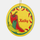 Chili-Pfefferkreisrahmen Keramik Ornament (Links)