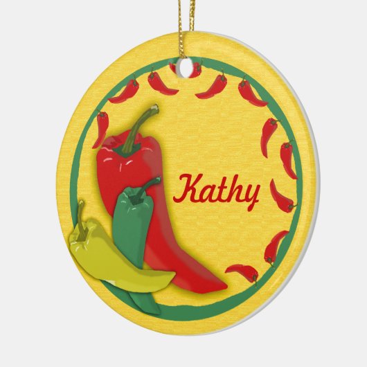 Chili-Pfefferkreisrahmen Keramik Ornament (Links)