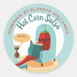 Chili Pfeffersalsa aus der Küche des Aufklebers Runder Aufkleber