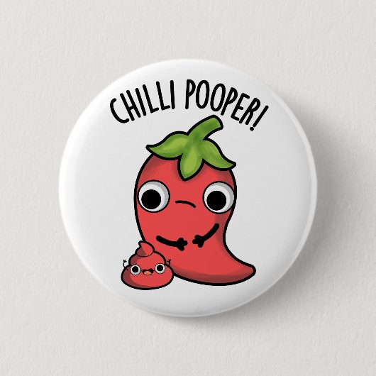Chili Poooper Funny Pepper Puff Button (Vorderseite)
