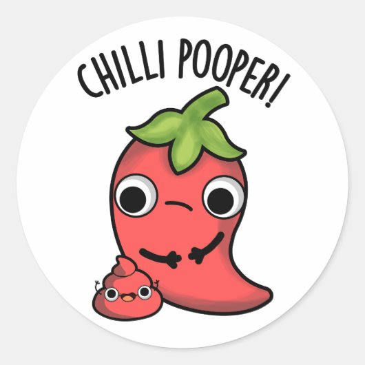 Chili Poooper Funny Pepper Puff Runder Aufkleber (Vorderseite)