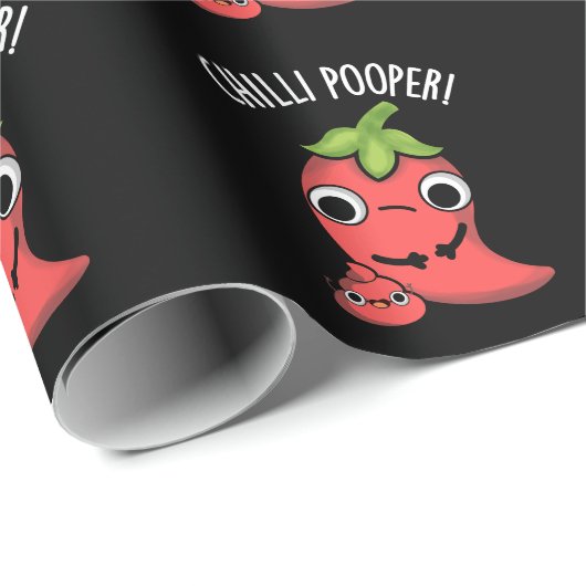Chili Poooper Funny Pepper Pun Dark BG Geschenkpapier (Rolleneckpunkt)