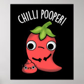 Chili Poooper Funny Pepper Pun Dark BG Poster (Vorne)