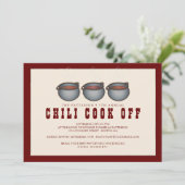 Chili Pot Trio Chili Cook Off Party Einladung (Stehend Vorderseite)