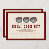 Chili Pot Trio Chili Cook Off Party Einladung (Vorne/Hinten)