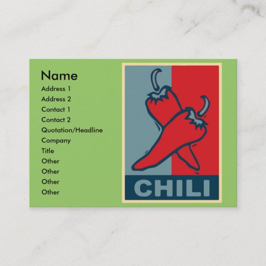 Chili Red and Blue, Visitenkarte (Vorderseite)