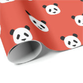 Chili Red - Minimalistisches Panda Muster Geschenkpapier (Rolleneckpunkt)