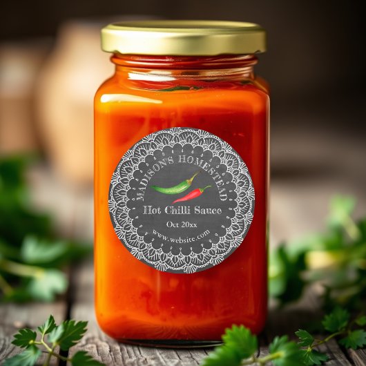 Chili Sauce | Land Rustikal Runder Aufkleber