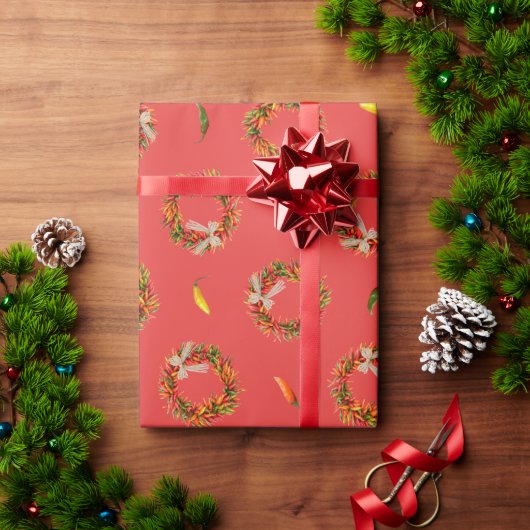 Chili-Schleifen Festtagsmuster Geschenkpapier (Feiertagsgeschenk)
