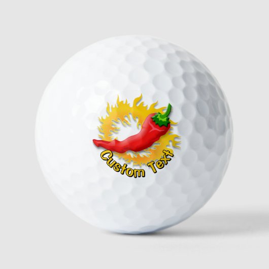 Chili-Schote mit Flamme Golfball (Vorderseite)