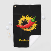 Chili-Schote mit Flamme Golfhandtuch (Insitu)