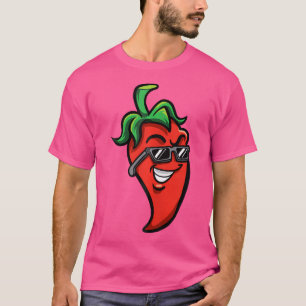 Chili trägt Sonnenbrille Scharfe Chili Heiße Rote T-Shirt