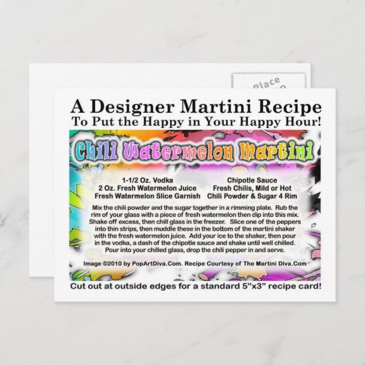 Chili Watermelon Martini Rezept Postkarte (Vorne/Hinten)