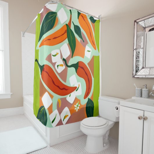 Chilies & Ice Cubes Duschvorhang (Beispiel)