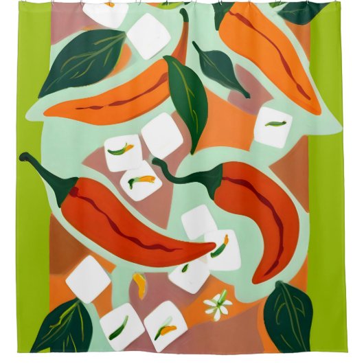 Chilies & Ice Cubes Duschvorhang (Vorderseite)