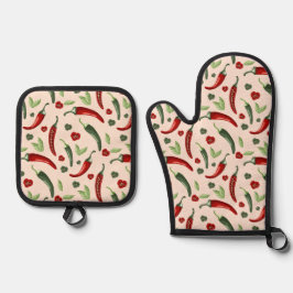 Chilimuster | Topflappen Ofenhandschuh & Topflappen-Set