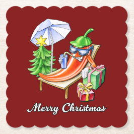 Chilis Weihnachten am Strand Untersetzer