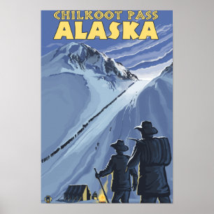 Chilkoot Durchlauf, Alaska-Goldschürfer Poster