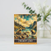 Chilkoot Lake, Alaska | Vintage Malerei Postkarte (Stehend Vorderseite)