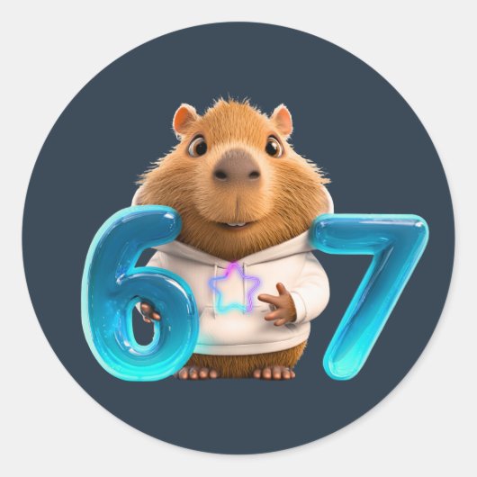 Chill 67 Capybara Round Sticker  –Midnight Edition (Vorderseite)
