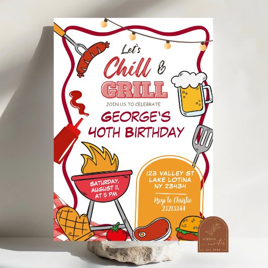 Chill and Grill Adult Birthday Beer GRILLEN Einladung