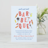 Chill and Grill Barbeque Party Blue Einladung (Stehend Vorderseite)