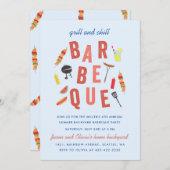 Chill and Grill Barbeque Party Blue Einladung (Vorne/Hinten)