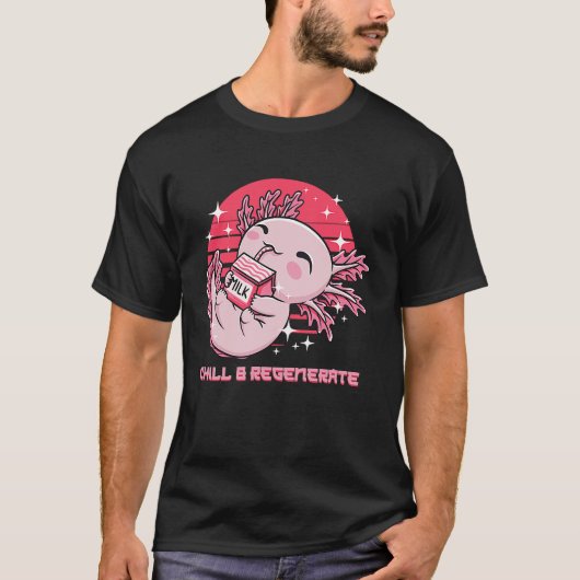 Chill and Regenerate Axolotl Spaß Salamander T-Shirt (Vorderseite)