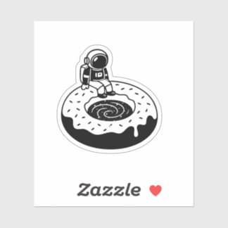 Chill Astronaut on Donut Black Hole – Space Doodle Aufkleber